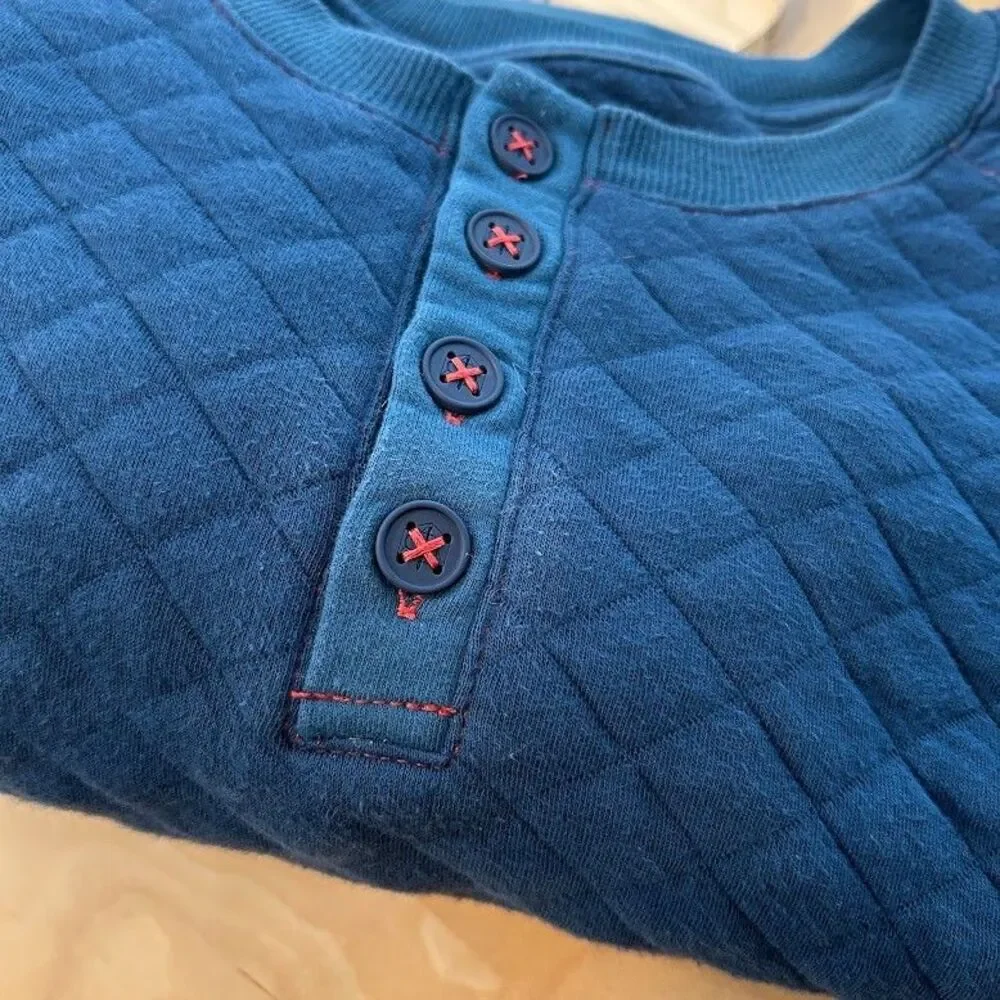 Critical Role Sweatshirt Mens XL Blue Quilted Henley Battle-tested in Exandria